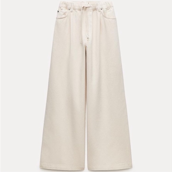 Women's Cream Wide-Leg Pants - Picture 4 of 6